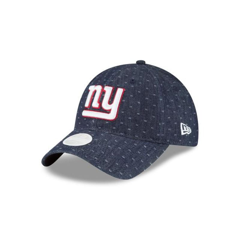 NFL New York Giants Womens Dotted Denim 9Twenty Adjustable (HAX4916) - Blue New Era Caps